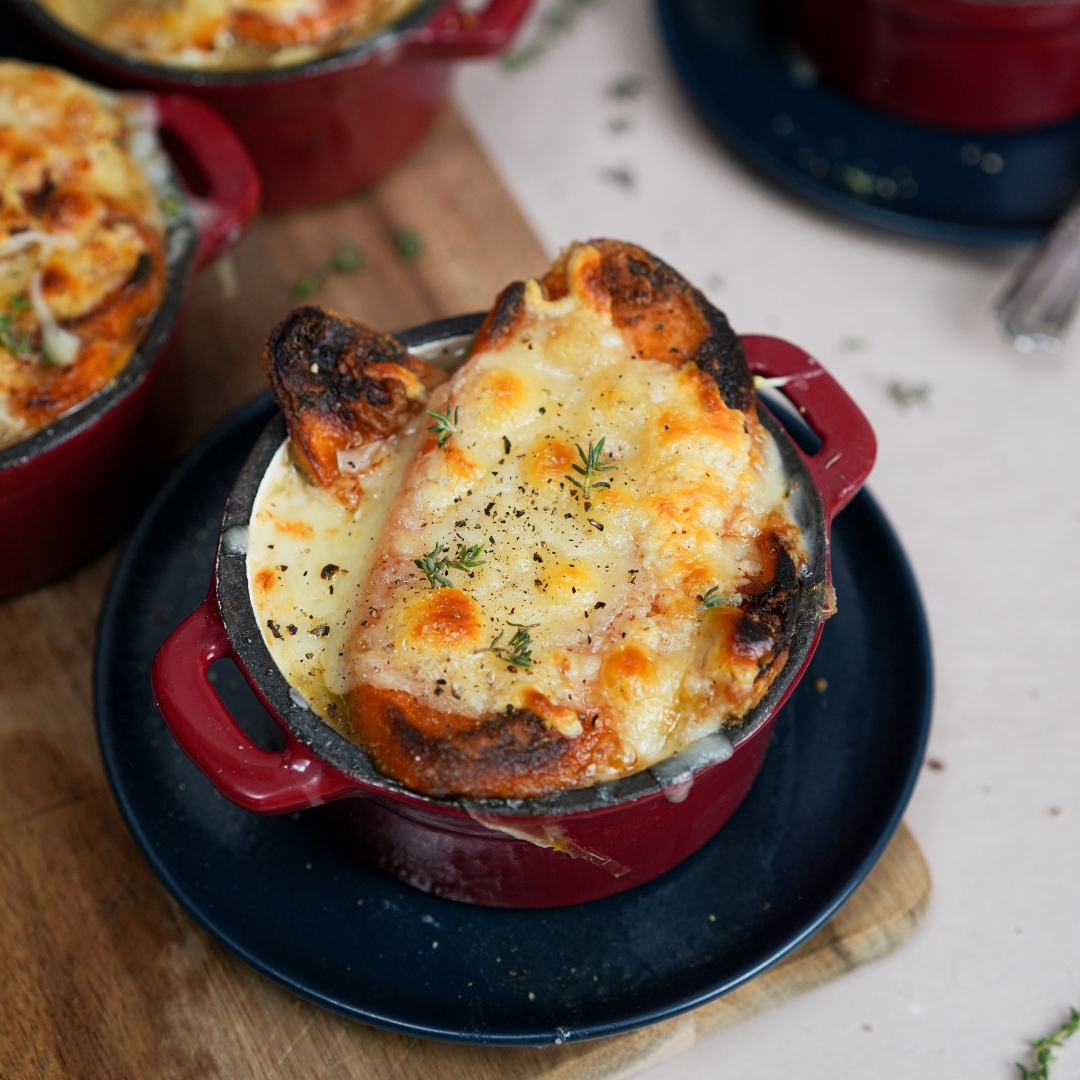 French Onion Soup with Sweet Potato Toast