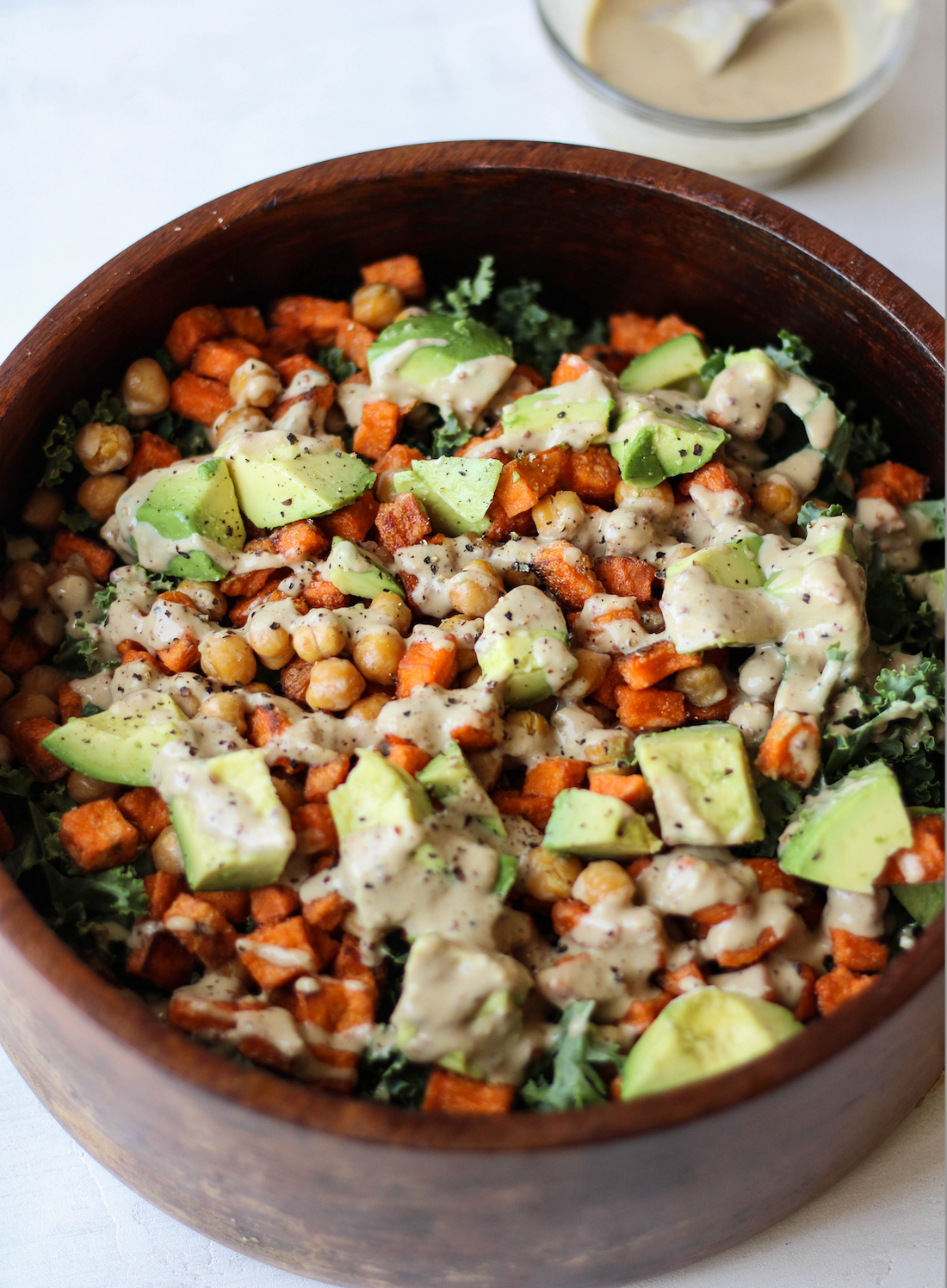 Kale Caesar Salad Chickpeas & Sweet Potato Fries