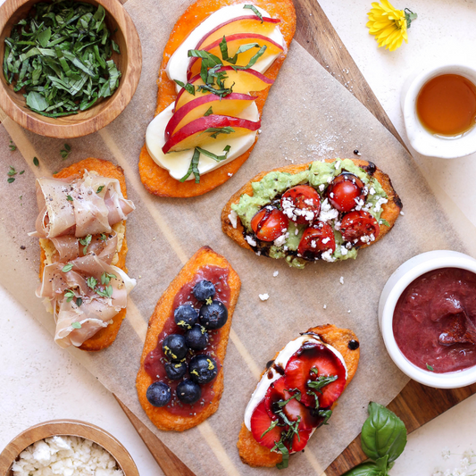 Summer Sweet Potato Toasts, Five Ways