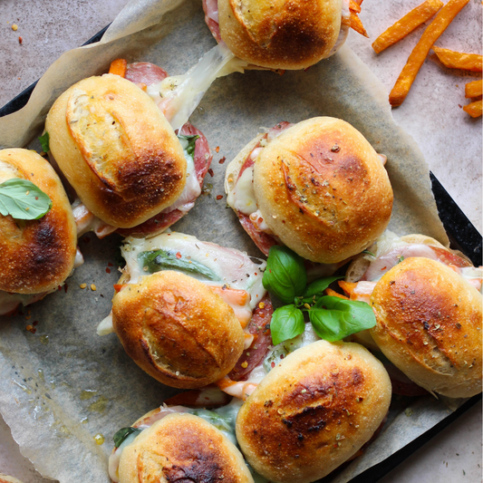 Stuffed Sliders with Sweet Potato Fries